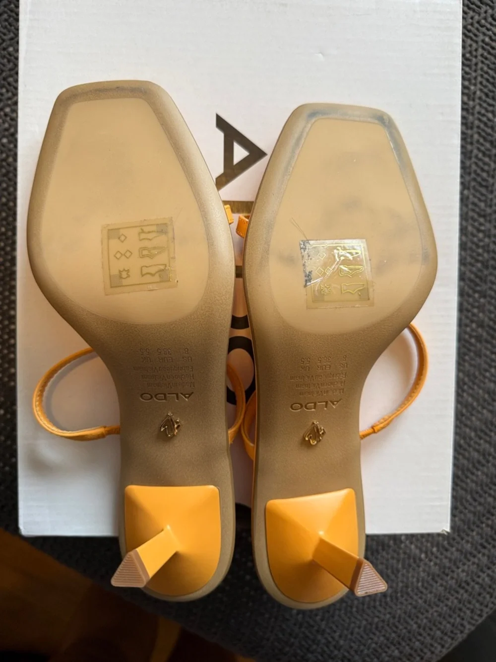 ALDO Orange Double-Strap Square-Toe Heeled Sandals - Picture 4 of 4